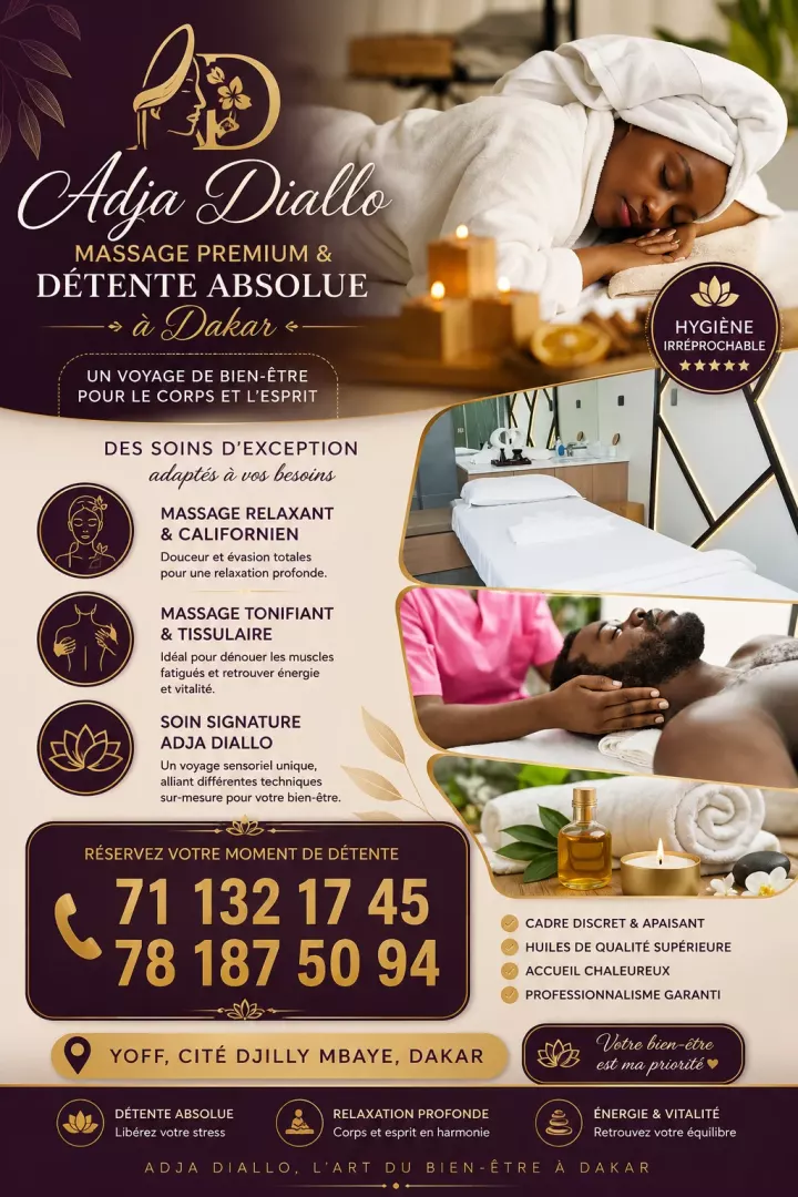 Massage relaxant et californien chez Adja Diallo à Yoff, Dakar